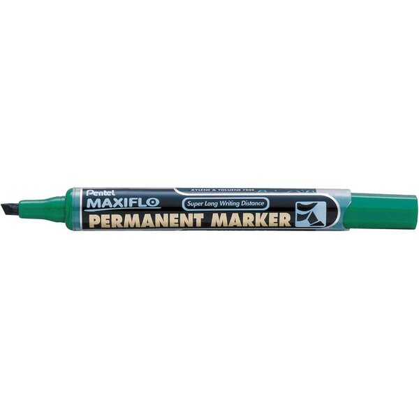 Marqueur permanent maxiflo  pointe biseautée  vert x 12 pentel