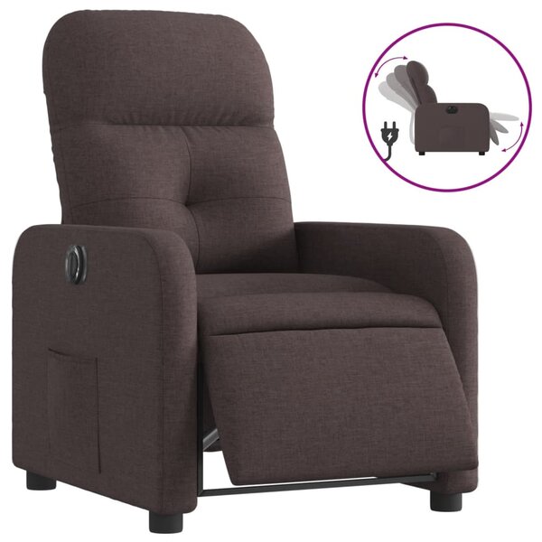 vidaXL Fauteuil inclinable électrique Marron foncé Tissu