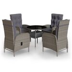 vidaXL Mobilier de bistro de jardin 5 Pièces Résine tressée Gris