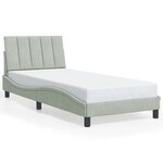 vidaXL Cadre de lit avec tête de lit Gris clair 90x200 cm Velours