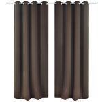 2 Pièces Rideau Blackout Occultant Brun avec Œillets en métal 135x245cm