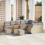 Ensemble de canapé de jardin de 12 pièces avec coussins Beige Poly Rattan Acacia
