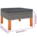 vidaXL Salon de jardin 9 Pièces avec coussins Résine tressée Gris