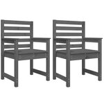 vidaXL Chaises de jardin lot de 2 gris 60x48x91 cm bois massif de pin