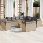 vidaXL Salon de jardin et coussins 14 Pièces mélange beige résine tressée