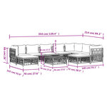 vidaXL Salon de jardin avec coussins 10 Pièces blanc acier