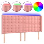 vidaXL Tête de lit à LED Rose 163x16x118/128 cm Velours