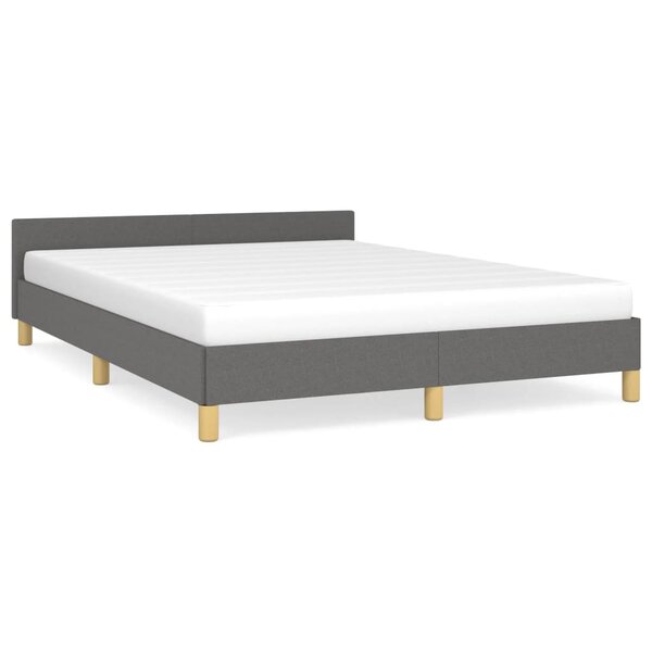 vidaXL Cadre de lit avec tête de lit Gris foncé 140x190 cm Tissu