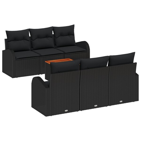 vidaXL Ensemble de Canapés de Jardin 7 Pièces Coussins Noir Rotin Synthétique Acier