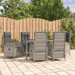 vidaXL Ensemble à manger jardin et coussins 7 Pièces gris rotin