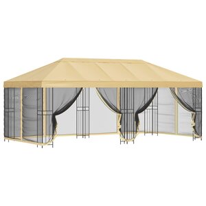vidaXL Gazebo avec murs latéraux 6 x 3 m Crème Polyester et Acier
