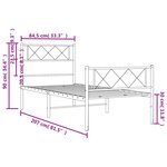 vidaXL Cadre de lit métal avec tête de lit/pied de lit blanc 80x200 cm
