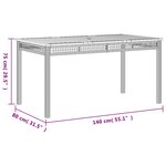 vidaXL Table de jardin beige 140x80x75 cm résine tressée et acacia