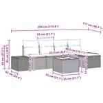 vidaXL Ensemble de Canapés de Jardin 6 Pièces avec Coussins Gris Poly Rattan