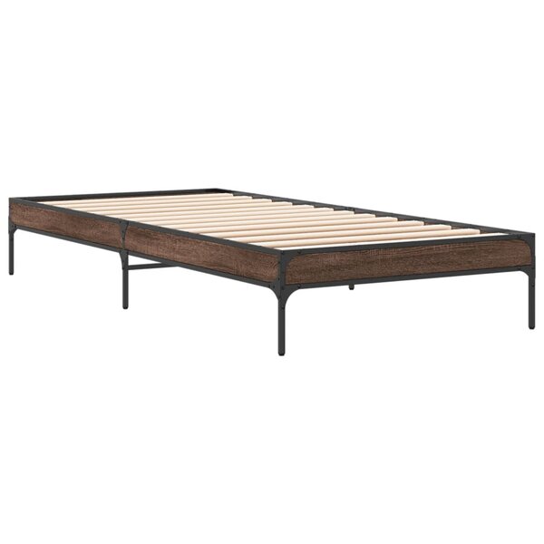 vidaXL Cadre de lit chêne marron 90x200 cm bois d'ingénierie et métal