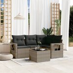 vidaXL Salon de jardin 5 Pièces avec coussins gris résine tressée