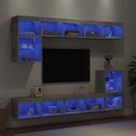 vidaXL Unités murales TV avec LED 8 Pièces gris béton bois d'ingénierie