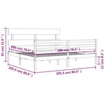 vidaXL Cadre de lit avec tête de lit 200x200 cm bois massif
