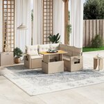 vidaXL Salon de jardin avec coussins 6 Pièces beige résine tressée