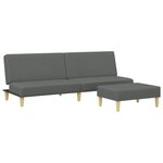 vidaXL Canapé-lit à 2 places avec repose-pied gris foncé tissu