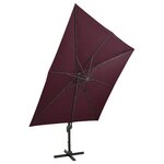 vidaXL Parasol déporté avec mât et lumières LED Rouge bordeaux 300 cm