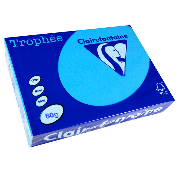 Ramette 500 Feuilles Papier 80g A4 210x297 mm Certifié FSC Bleu royal CLAIREFONTAINE
