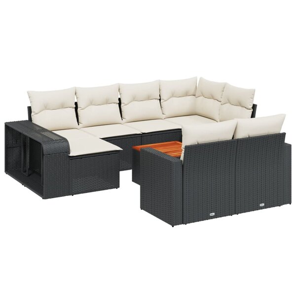 vidaXL Salon de jardin 11 Pièces avec coussins noir résine tressée