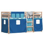vidaXL Lit superposé avec rideaux bleu 90x190 cm bois pin massif