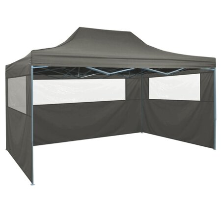 vidaXL Tente pliable avec 3 parois 3 x 4 5 m Anthracite