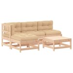 vidaXL Salon de jardin 5 Pièces avec coussins bois massif