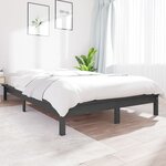 vidaXL Cadre de lit Gris 150x200 cm Bois de pin massif Très grand