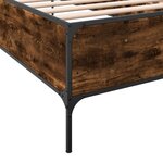 vidaXL Cadre de lit chêne fumé 75x190 cm bois d'ingénierie et métal
