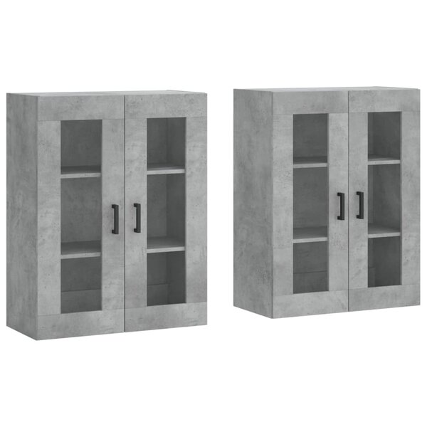 vidaXL Armoires murales 2 Pièces gris béton bois d'ingénierie