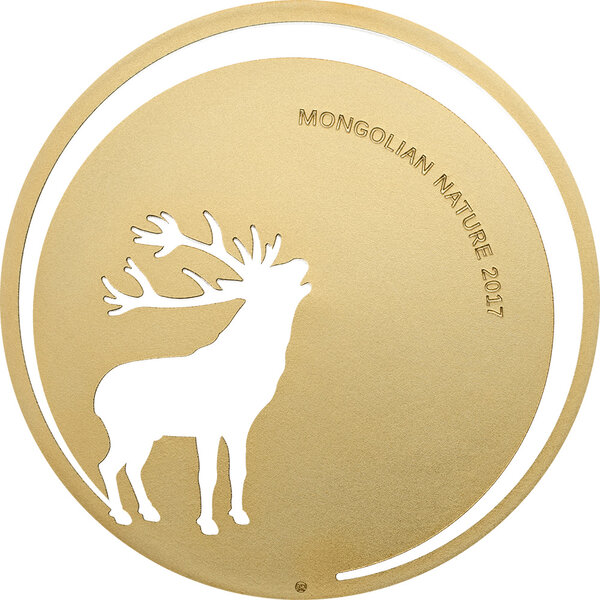 Pièce de monnaie en Argent 500 Togrog g 15.57 (1/2 oz) Millésime 2017 Mongolian Nature ROARING DEER