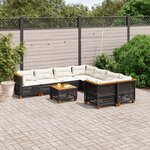 vidaXL Salon de jardin 9 Pièces avec coussins noir résine tressée