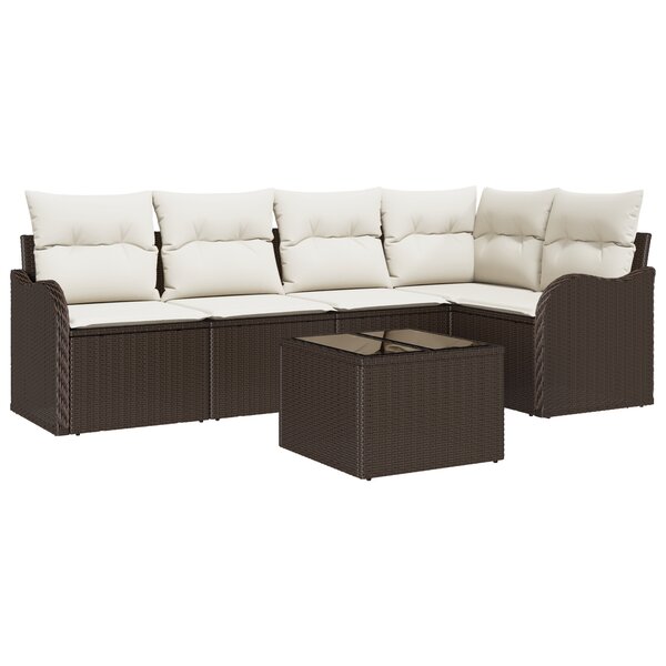 Ensemble de 5 Pièces de Canapé de Jardin avec Coussins Gris en Rattan Poly