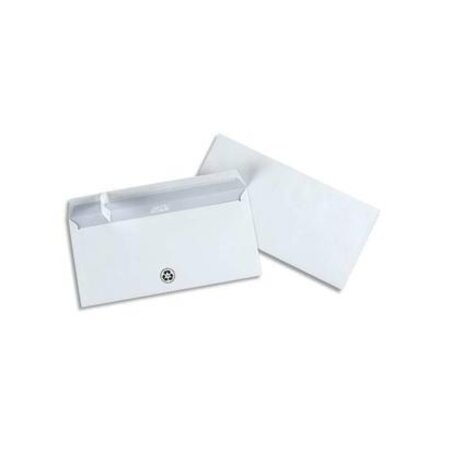 Bte 500 enveloppes dl 110 x 220 mm fen 45 x 100 80g recyclée blanche gpv