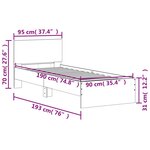 vidaXL Cadre de lit tête de lit chêne marron 90x190 cm bois ingénierie