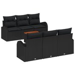 vidaXL Ensemble de Canapés de Jardin 7 Pièces Coussins Noir Rotin Synthétique Acier