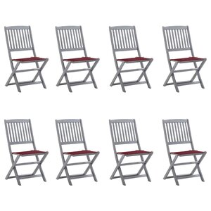 vidaXL Chaises pliables d'extérieur lot de 8 et coussins Bois d'acacia