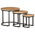 vidaXL Tables d'appoint 3 Pièces Bois de manguier brut