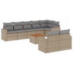 vidaXL Salon de jardin avec coussins 9 Pièces beige résine tressée