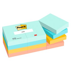 Notes repositionnables couleurs beachside post-it 38 x 51 mm - bloc de 100 feuilles - lot de 12