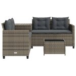 vidaXL Canapé de jardin avec table et coussins en forme de L gris