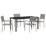 vidaXL Ensemble de Salle à Manger de Jardin 5 Pièces Gris Poly Rattan