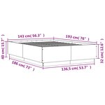 vidaXL Cadre de lit avec lumières LED chêne fumé 140x190 cm