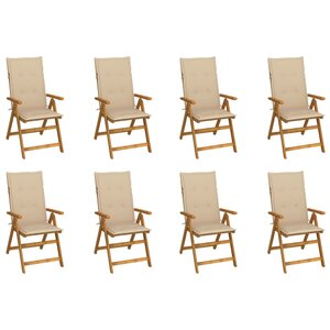 vidaXL Chaises pliables de jardin avec coussins lot de 8 Bois d'acacia