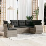 vidaXL Salon de jardin 5 Pièces avec coussins gris clair résine tressée