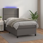 vidaXL Sommier à lattes de lit matelas LED Gris 90x190 cm Similicuir