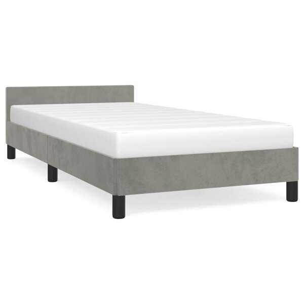 vidaXL Cadre de lit avec tête de lit Gris clair 90x200 cm Velours